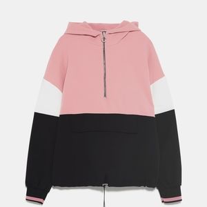 pink hoodie zara